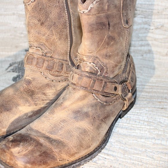 Bed Stu Other - Bed Stu Distressed Moto Harness Boots Brown 12